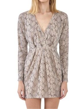 Endless Rose $90 MSRP Snakeskin Print Long Sleeve Dress NWT Size Small